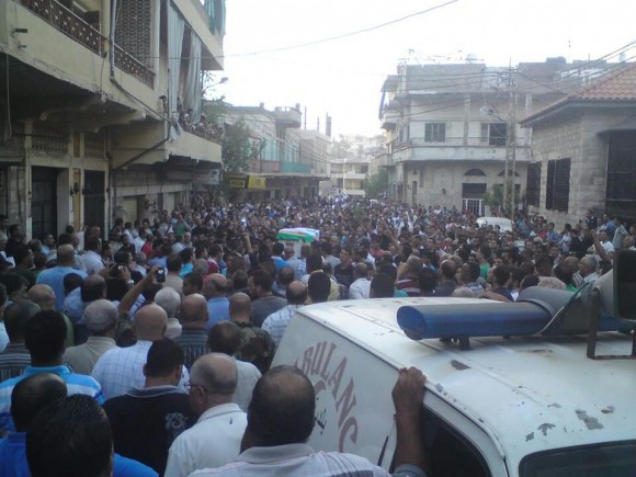 جثمان الشهيد البراج في ساحة عين برجا الشوف